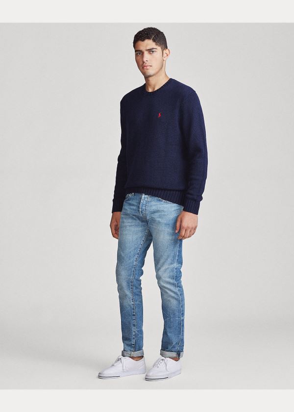 Ralph Lauren Iconic Bavlněné Crewneck Svetrové Tmavě Blankyt | lHHA5RFv