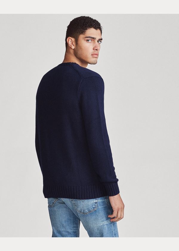 Ralph Lauren Iconic Bavlněné Crewneck Svetrové Tmavě Blankyt | lHHA5RFv
