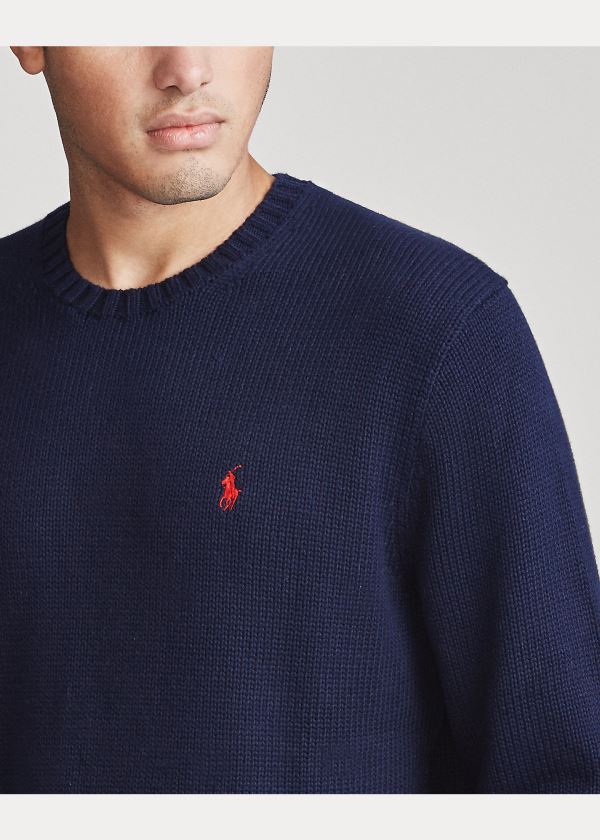 Ralph Lauren Iconic Bavlněné Crewneck Svetrové Tmavě Blankyt | lHHA5RFv