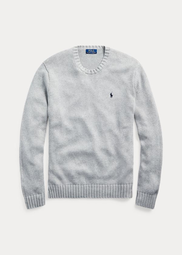 Ralph Lauren Iconic Bavlněné Crewneck Svetrové Šedé | qcFIsWJt