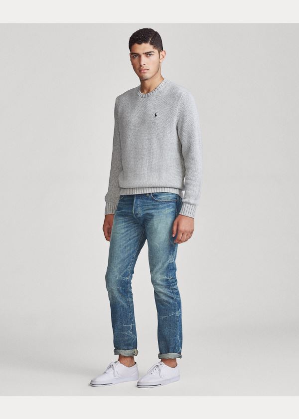 Ralph Lauren Iconic Bavlněné Crewneck Svetrové Šedé | qcFIsWJt