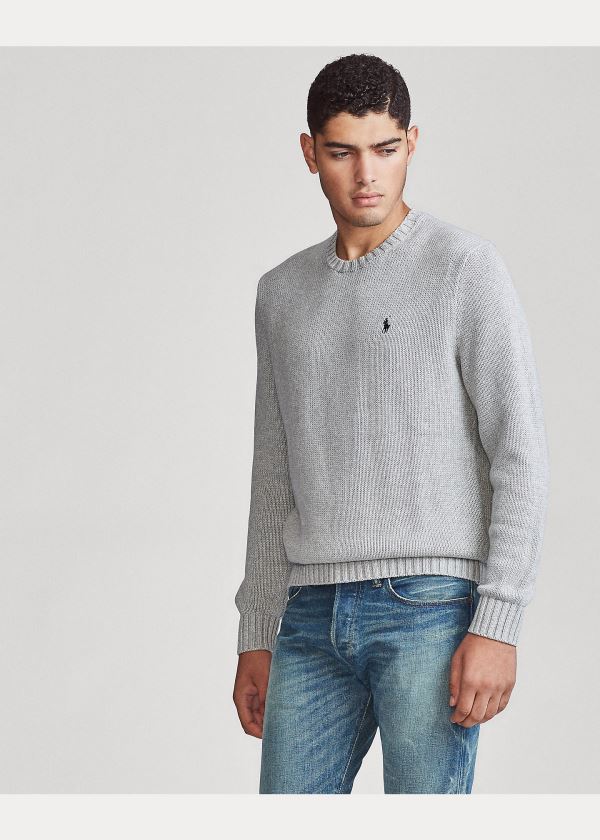 Ralph Lauren Iconic Bavlněné Crewneck Svetrové Šedé | qcFIsWJt