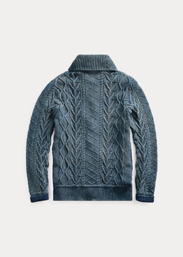 Ralph Lauren Indigo Aran Bavlněné Cardigan Indigo | OO4IILVL