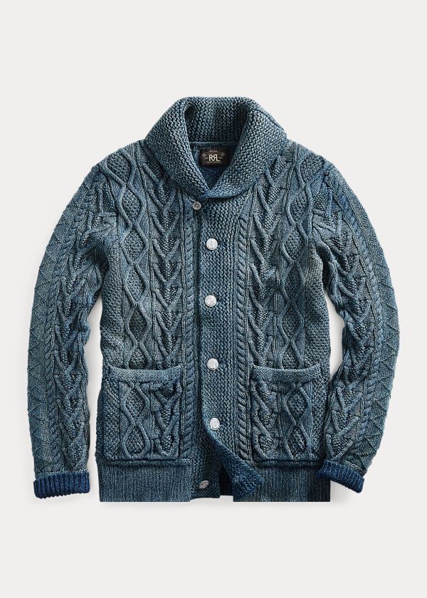 Ralph Lauren Indigo Aran Bavlněné Cardigan Indigo | OO4IILVL