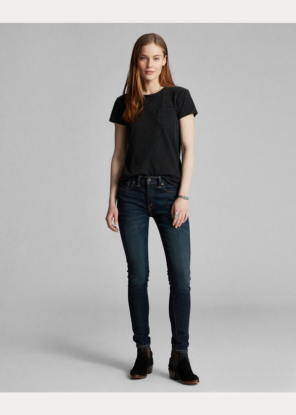 Ralph Lauren Indigo Bavlněné Pocket T-Shirt Černé Bílé | YZP7h4lD