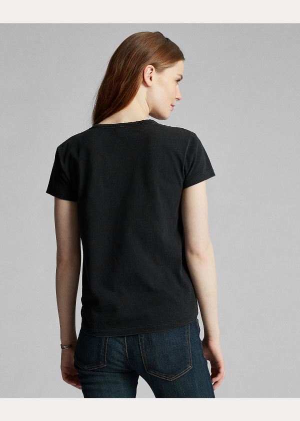 Ralph Lauren Indigo Bavlněné Pocket T-Shirt Černé Bílé | YZP7h4lD