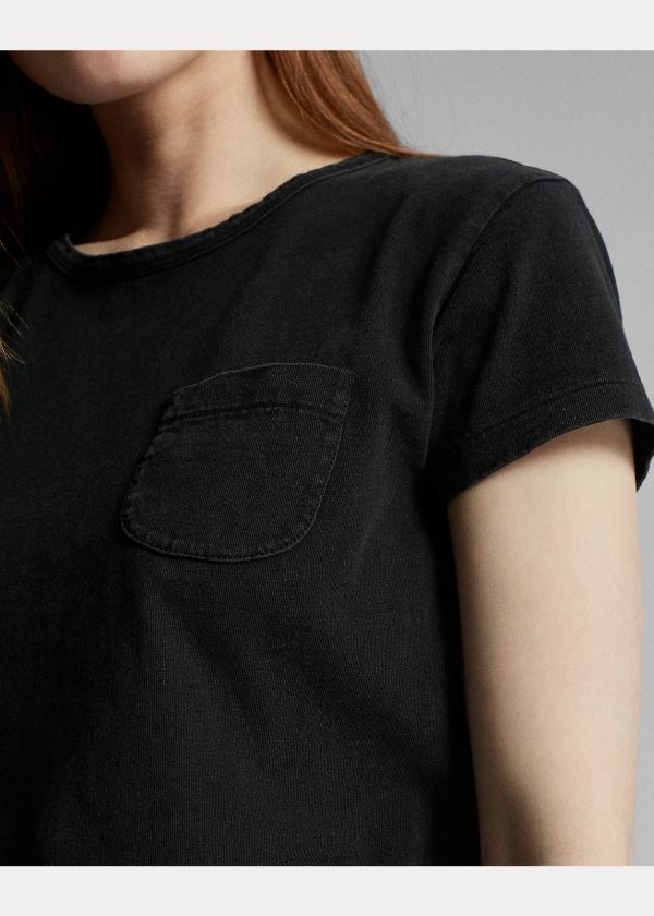 Ralph Lauren Indigo Bavlněné Pocket T-Shirt Černé Bílé | YZP7h4lD