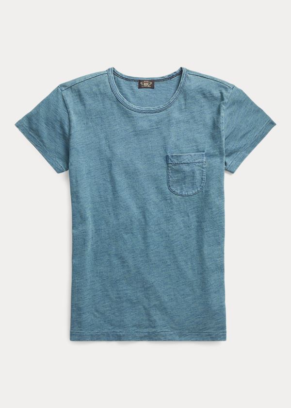 Ralph Lauren Indigo Bavlněné Pocket T-Shirt Indigo Blankyt Blankyt Světle Modré | aPekDDU4