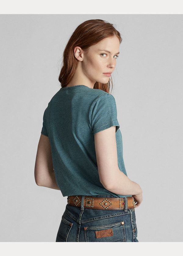 Ralph Lauren Indigo Bavlněné Pocket T-Shirt Indigo Blankyt Blankyt Světle Modré | aPekDDU4