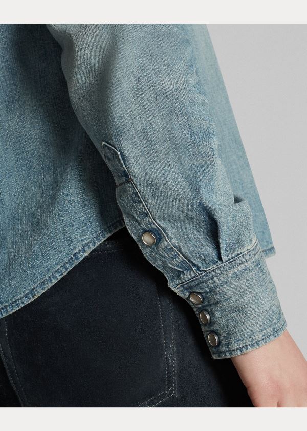 Ralph Lauren Indigo Denim Western Shirt Blankyt Blankyt Světle Modré | yIBZ5alJ