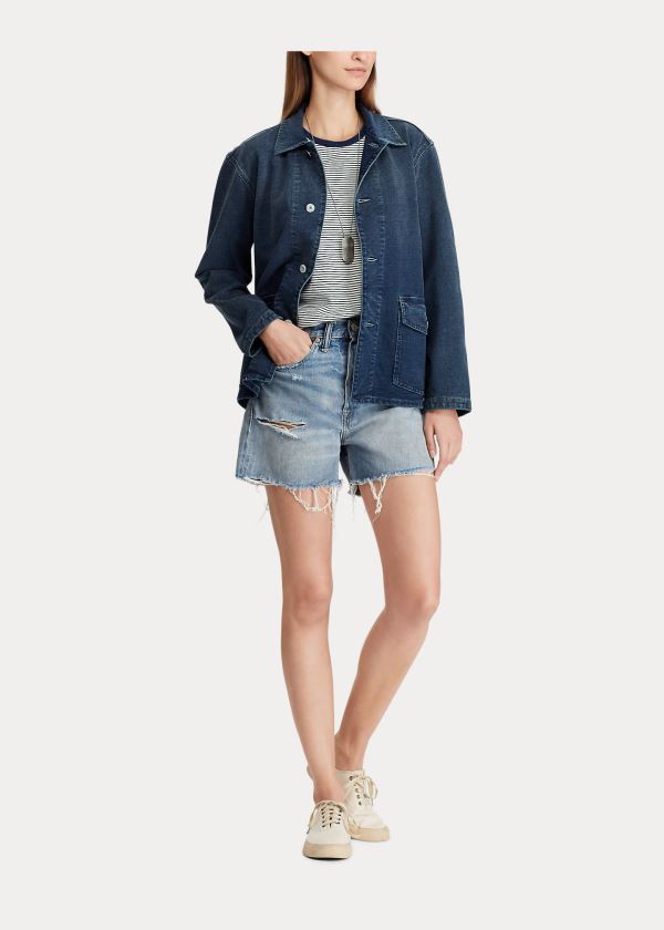 Ralph Lauren Indigo-Dyed Jersey Overshirt Indigo Blankyt Blankyt Světle Modré | 0JI26YJ7