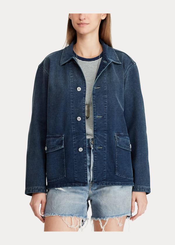 Ralph Lauren Indigo-Dyed Jersey Overshirt Indigo Blankyt Blankyt Světle Modré | 0JI26YJ7