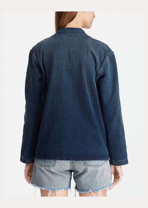 Ralph Lauren Indigo-Dyed Jersey Overshirt Indigo Blankyt Blankyt Světle Modré | 0JI26YJ7