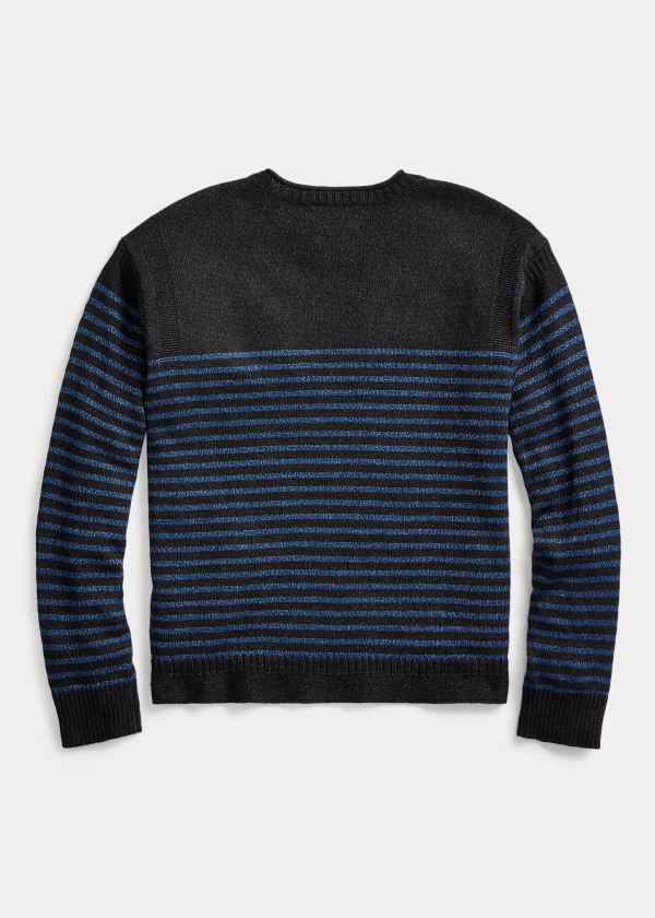 Ralph Lauren Indigo Linen-Bavlněné Svetrové Černé Blankyt Indigo | isLXqvAX