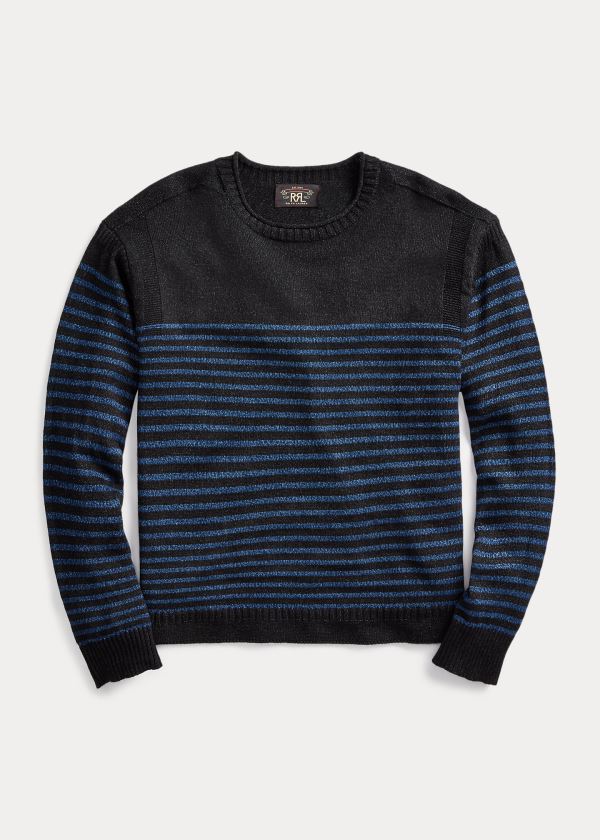Ralph Lauren Indigo Linen-Bavlněné Svetrové Černé Blankyt Indigo | isLXqvAX