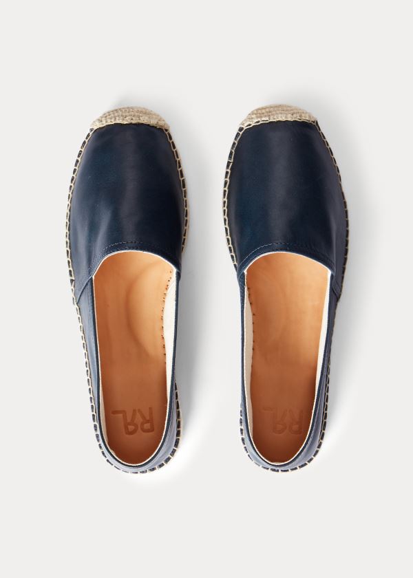 Ralph Lauren Indigo Læder Espadrilky Indigo | WqspDKeB