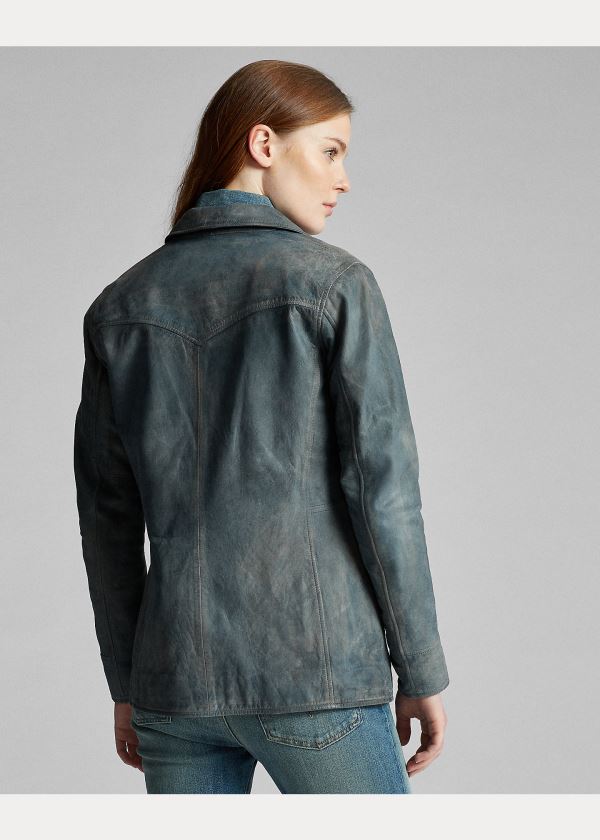 Ralph Lauren Indigo Læder Jacket Indigo | yQ8JSfNn