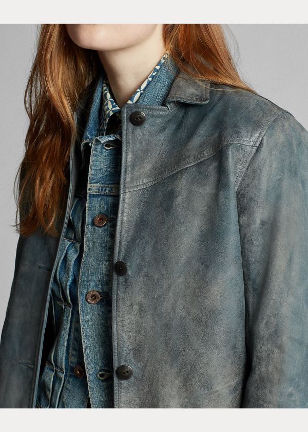 Ralph Lauren Indigo Læder Jacket Indigo | yQ8JSfNn