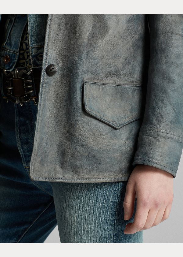 Ralph Lauren Indigo Læder Jacket Indigo | yQ8JSfNn