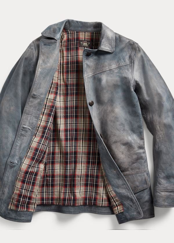 Ralph Lauren Indigo Læder Jacket Indigo | yQ8JSfNn