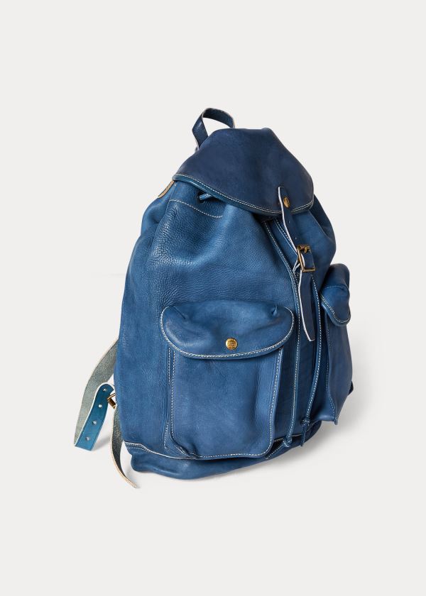 Ralph Lauren Indigo Læder Rucksack Indigo | CRfRneEX