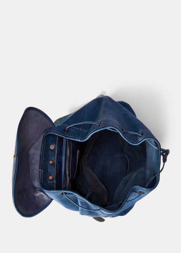 Ralph Lauren Indigo Læder Rucksack Indigo | CRfRneEX