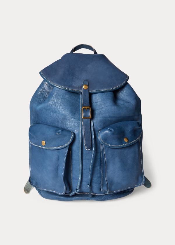 Ralph Lauren Indigo Læder Rucksack Indigo | CRfRneEX