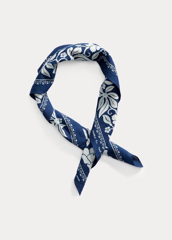Ralph Lauren Indigo Print Bavlněné Bandanna Indigo Krém | N20q6AwN