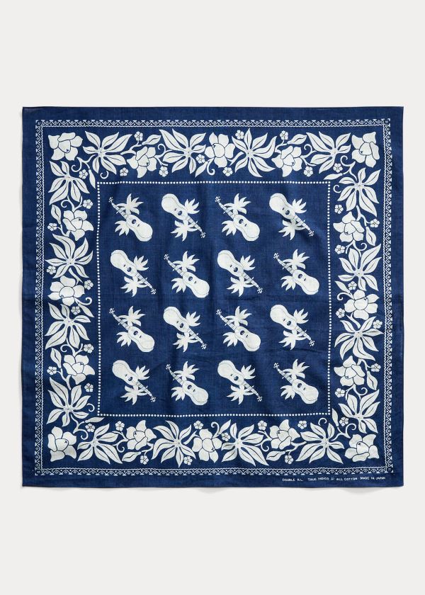 Ralph Lauren Indigo Print Bavlněné Bandanna Indigo Krém | N20q6AwN