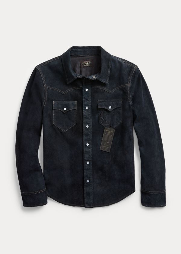 Ralph Lauren Indigo Semišové Western Jacket Indigo | 0QREs9lr
