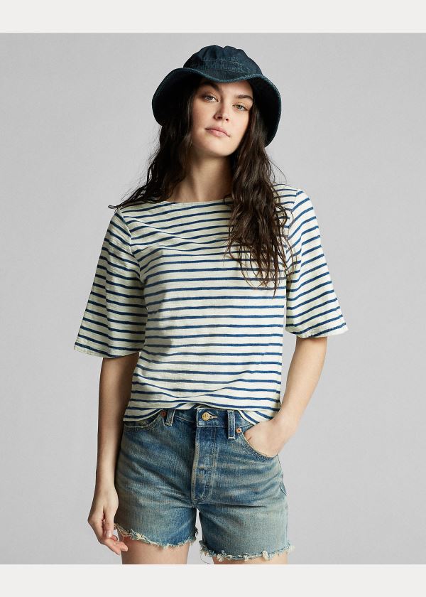 Ralph Lauren Indigo-Stripe Boatneck Top Tmavě Blankyt Indigo | oJaNgYHz