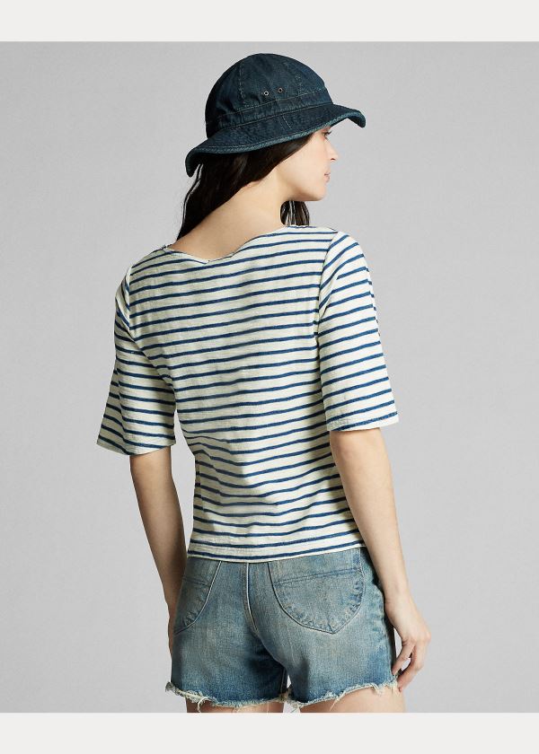 Ralph Lauren Indigo-Stripe Boatneck Top Tmavě Blankyt Indigo | oJaNgYHz