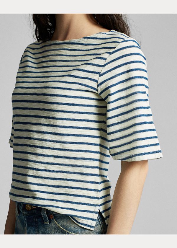 Ralph Lauren Indigo-Stripe Boatneck Top Tmavě Blankyt Indigo | oJaNgYHz