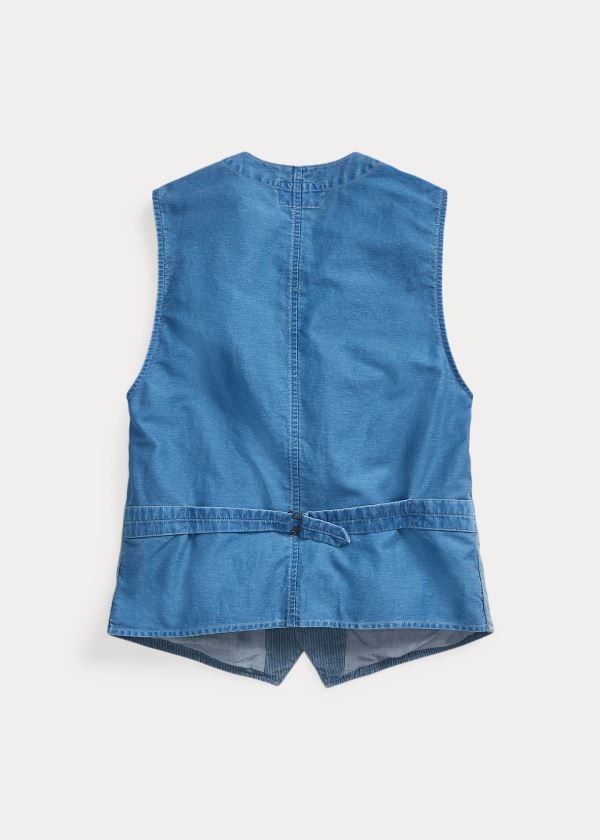 Ralph Lauren Indigo Striped Bavlněné Vest Indigo Bílé | dpZaQfOj