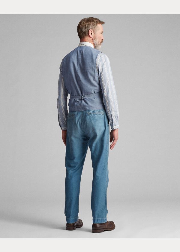 Ralph Lauren Indigo Striped Bavlněné Vest Indigo Bílé | dpZaQfOj