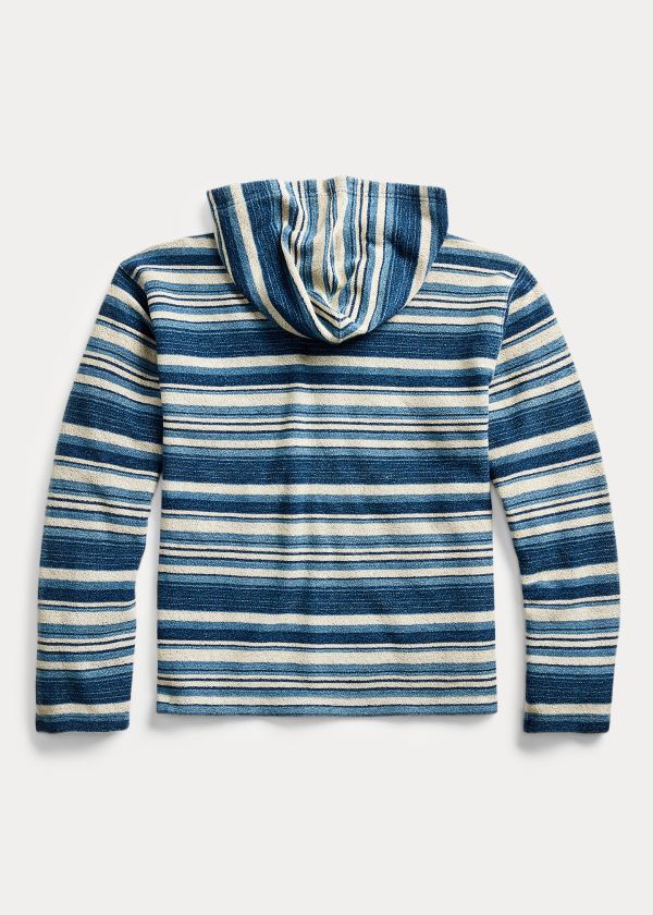 Ralph Lauren Indigo Striped Terry Hoodie Indigo Proužek | gLj2Fmua