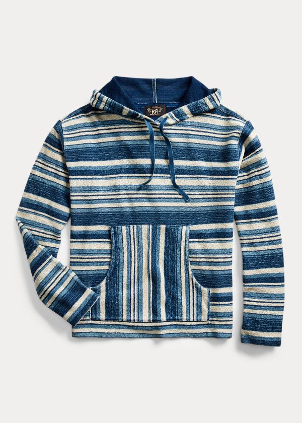 Ralph Lauren Indigo Striped Terry Hoodie Indigo Proužek | gLj2Fmua