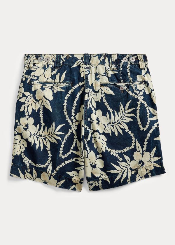 Ralph Lauren Indigo Tropical Twill Krátké Tmavě Blankyt Krém | DNfmKJgO