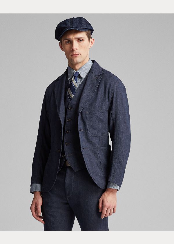 Ralph Lauren Indigo Woven Sportovní Coat Indigo | vpa3FGFe