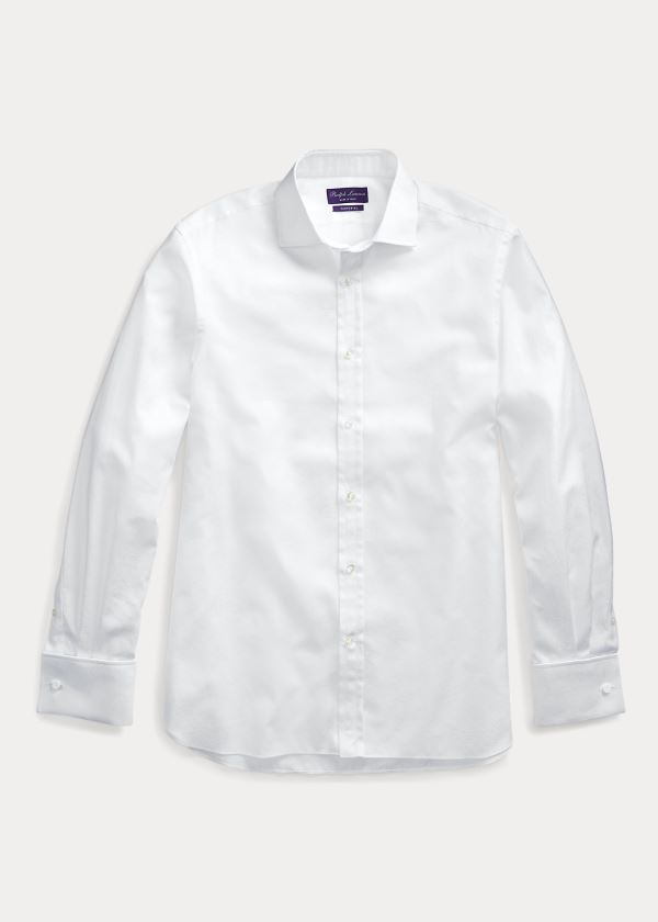 Ralph Lauren Jacquard French-Cuff Shirt Bílé | zmVoAO6Y
