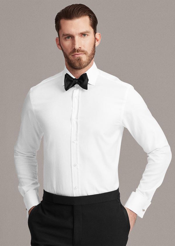 Ralph Lauren Jacquard French-Cuff Shirt Bílé | zmVoAO6Y