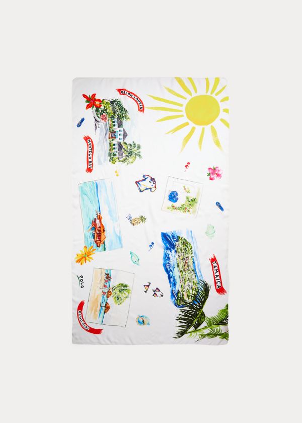 Ralph Lauren Jamaica-Print Wrap Scarf Bílé Viacfarebný | 6wqE8gxg