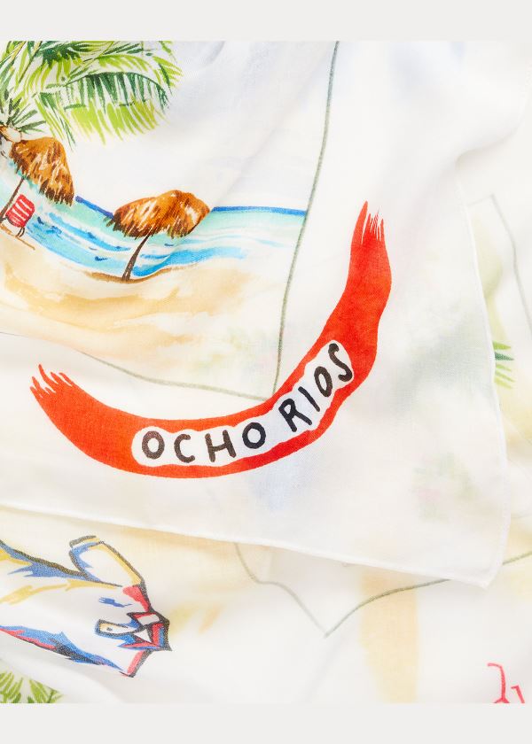 Ralph Lauren Jamaica-Print Wrap Scarf Bílé Viacfarebný | 6wqE8gxg