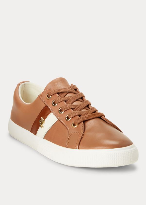 Ralph Lauren Janson II Læder Sneakers Hnědožlutý | iEpBdyvt