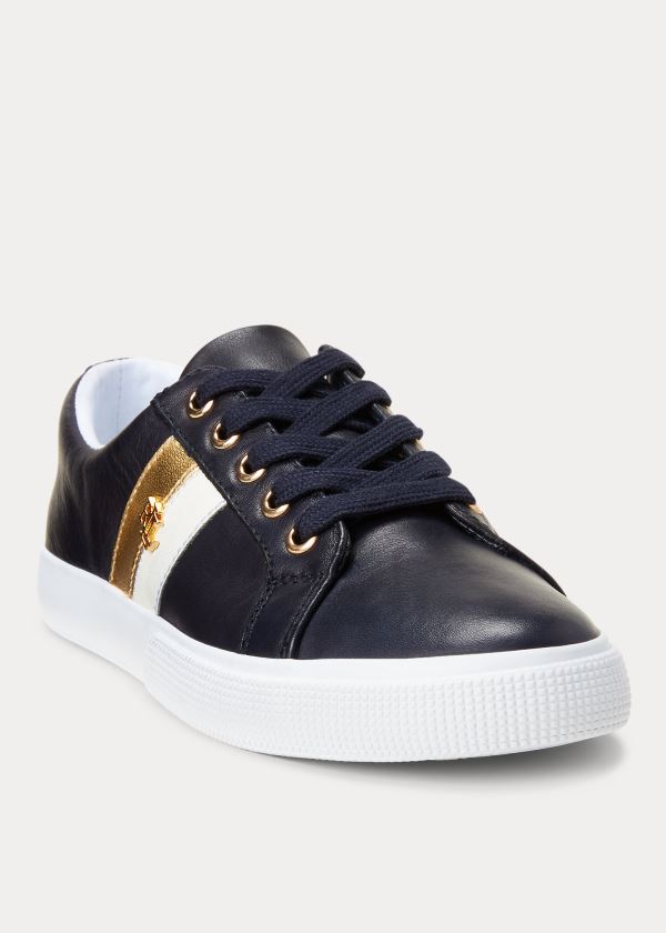 Ralph Lauren Janson II Læder Sneakers Tmavě Blankyt Bílé | EDM4EqFm
