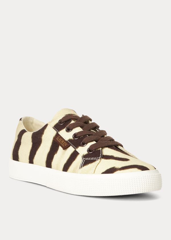 Ralph Lauren Jaycee Zebra Platene Sneakers Krém Káva | bSMF0gZm