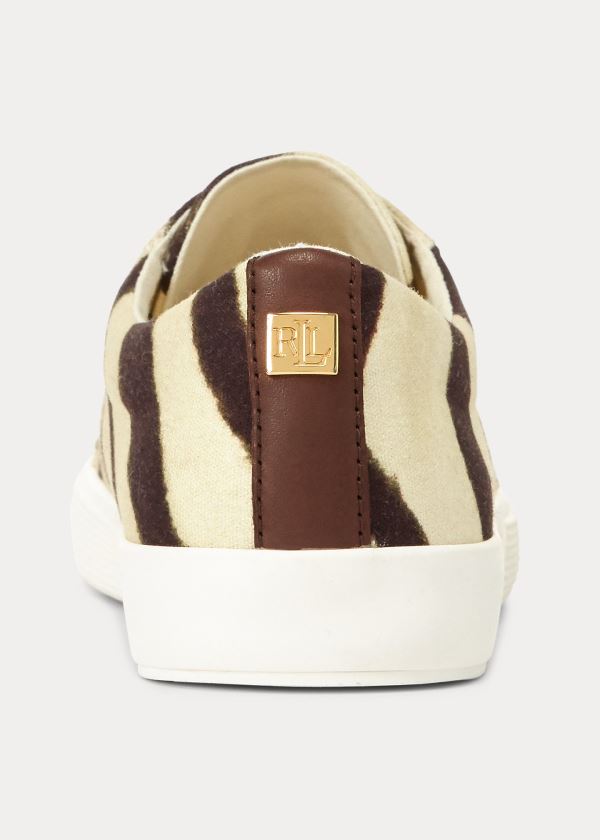 Ralph Lauren Jaycee Zebra Platene Sneakers Krém Káva | bSMF0gZm