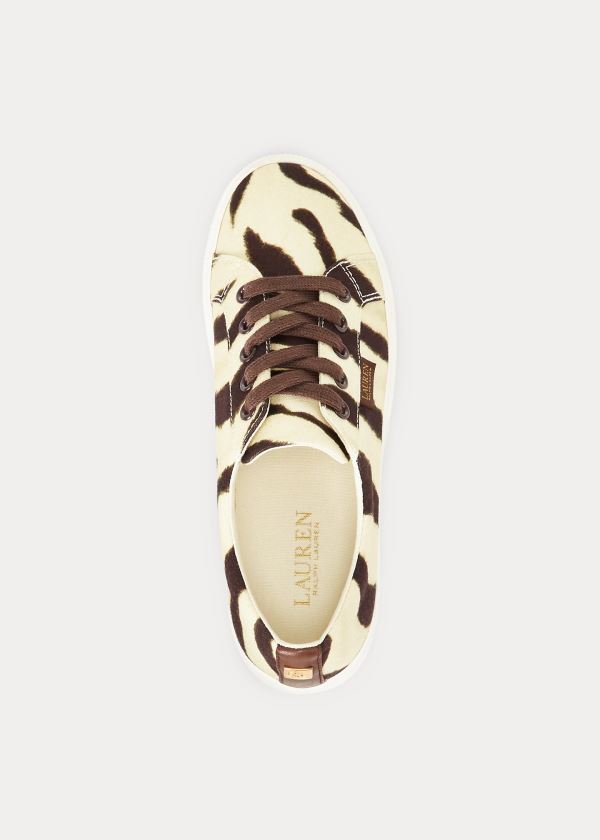 Ralph Lauren Jaycee Zebra Platene Sneakers Krém Káva | bSMF0gZm