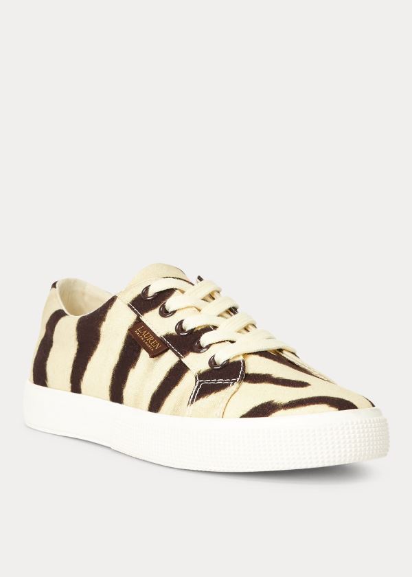 Ralph Lauren Jaycee Zebra Platene Sneakers Krém Káva | bSMF0gZm