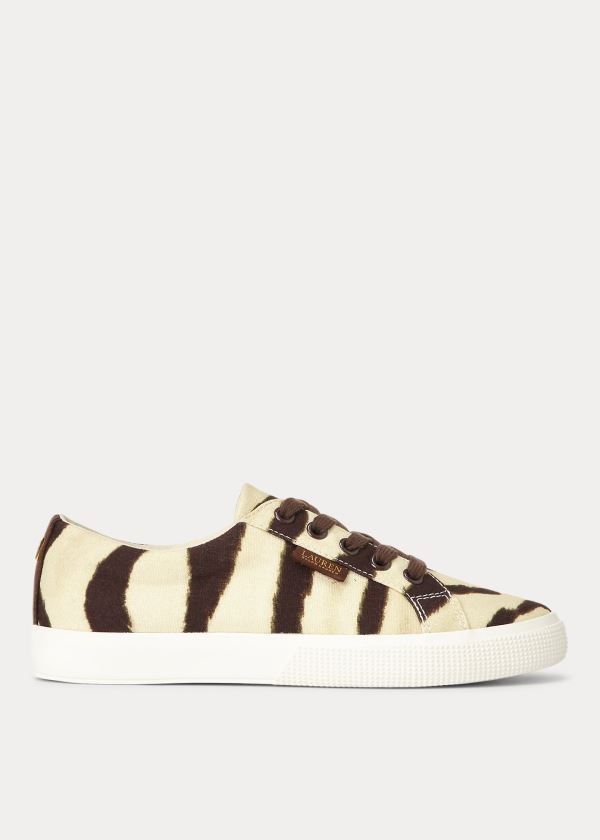 Ralph Lauren Jaycee Zebra Platene Sneakers Krém Káva | bSMF0gZm